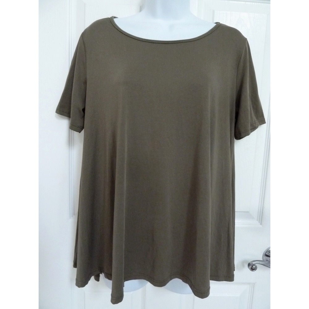 *MIKEY & JOEY Sz XLarge Olive Green Swing Blouse Flared Top*